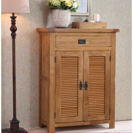 Rustic Oak : Tủ Giày Gỗ Sồi Lá Sách - W60cm 